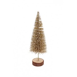 SAPINS DE TABLE SU TRONC OR ET BLANC TAILLE 6CM X 21 CM 