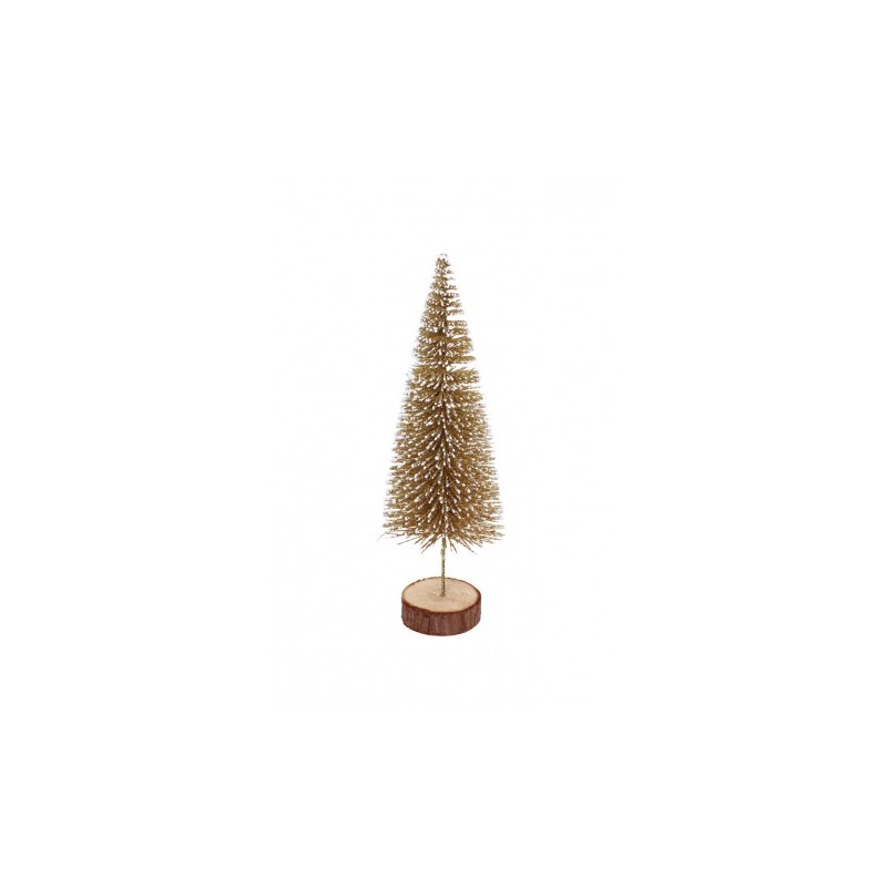 SAPINS DE TABLE SU TRONC OR ET BLANC TAILLE 6CM X 21 CM 