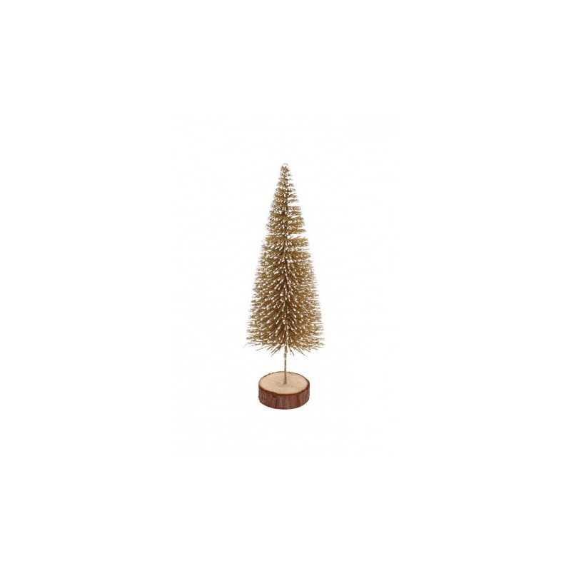 SAPINS DE TABLE SU TRONC OR ET BLANC TAILLE 6CM X 21 CM 