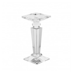 BOUGEOIR PILIER VERRE CRISTALLIN 9.5CM X 9.5CM X 21.5CM