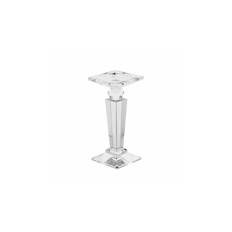 BOUGEOIR PILIER VERRE CRISTALLIN 9.5CM X 9.5CM X 21.5CM