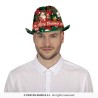 CHAPEAU DE NOEL GANGSTER VERT IMPRIME PERE NOEL BOULES  ET CANDY