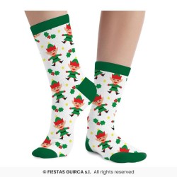 CHAUSSETTES THEME NOEL LUTINS DE NOEL SUR FOND BLANC TAILLE 37 - 41