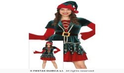 DEGUISEMENT LUTIN DE NOEL FEMME ROBE ROUGE ET VERTE FLOCONS OR TAILLE XL