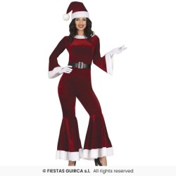 DEGUISEMENT FEMME MERE NOEL MARIA COMBINAISON ROUGE SOMBRE TAILLE M