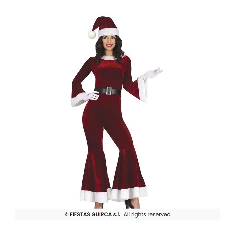 DEGUISEMENT FEMME MERE NOEL MARIA COMBINAISON ROUGE SOMBRE TAILLE S
