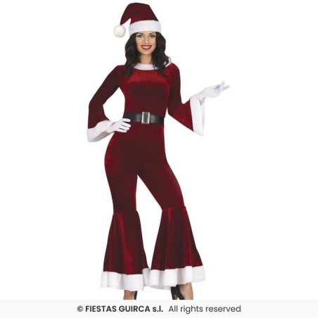 DEGUISEMENT FEMME MERE NOEL MARIA COMBINAISON ROUGE SOMBRE TAILLE S