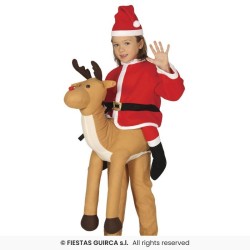 DEGUISEMENT PERE NOEL A DOS DE RENNE TAILLE 7-9 ANS