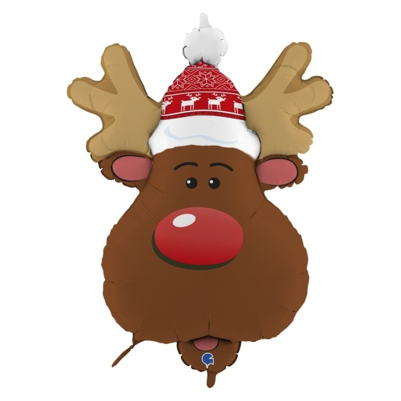 BALLON METALLIQUE TETE DE RENNE 86 CM BALLON METALLIQUE TETE DE RENNE 86 CM