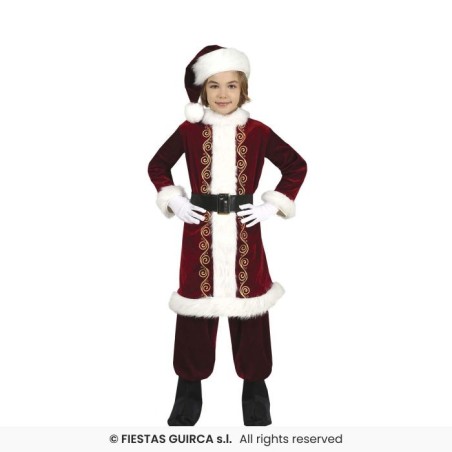 DEGUISEMENT GARCON PERE NOEL ROUGE DECORATION OR TAILLE 5-6 ANS