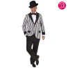 DEGUISEMENT ALL CAPONE VESTE GROSSES RAYURES NOIR ET BLANC TAILLE M