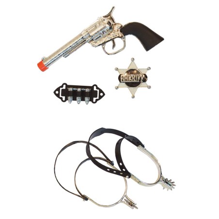 SET DE COWBOY PISTOLET BALLES EPERONS ET ETOILE DE SHERIF