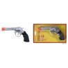 PISTOLET REVOLVER COWBOY 8 COUPS 19 CM ARGENT SUR BLISSER