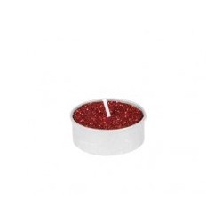 SET DE 6 BOUGIES CHAUFFE PLAT ROUGE PAILLETTE 3.5 CM 