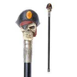 CANNE TETE DE MORT PIRATE 90 CM EN METAL