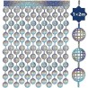 RIDEAU FOIL ARGENT IRISE BOULES A FACETTES 1 M X 2 M