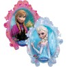 BALLON METALLIQUE MIROIR REINE DES NEIGES ANNA ET ELSA 63 X 78 CM