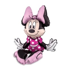 BALLON METALIQUE MINNIE ROSE ASSISE A L'AIR  45 X 48 CM