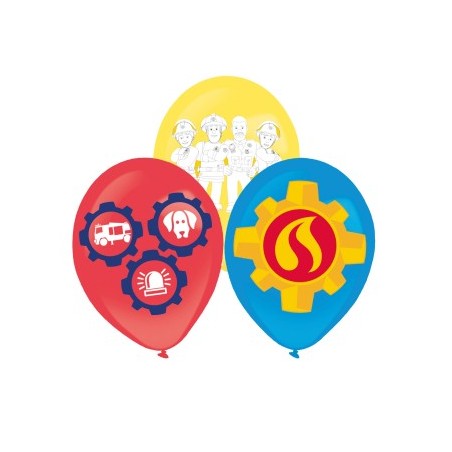 6 BALLONS LATEX SAM LE POMPIER 27 CM