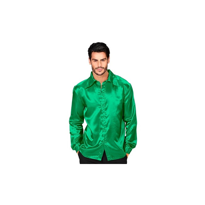 CHEMISE SATIN VERTE TAILLE S