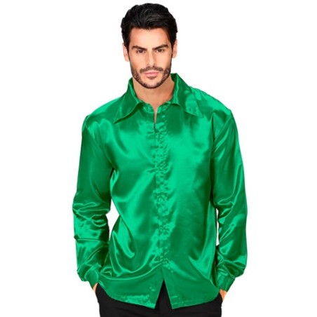 CHEMISE SATIN VERTE TAILLE S