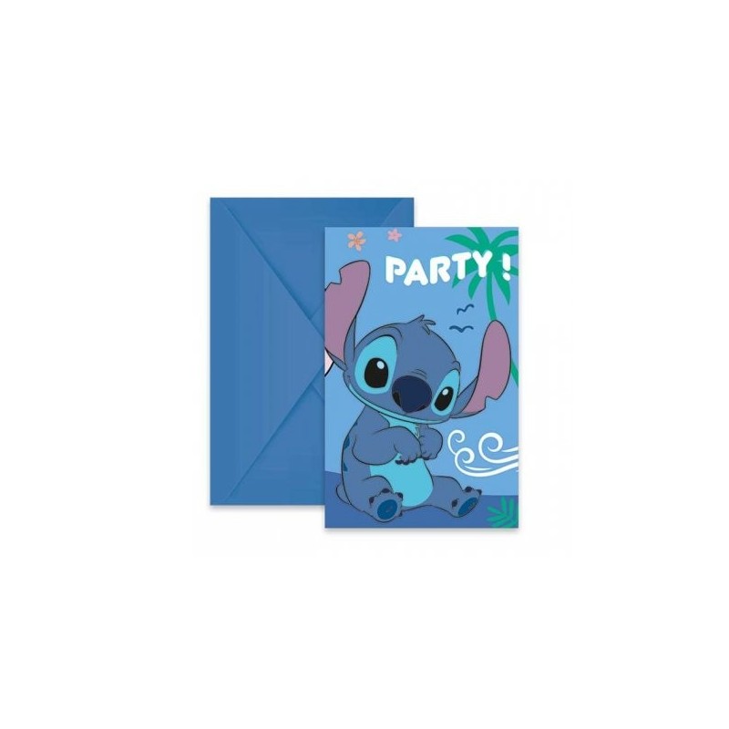 6 INVITATIONS AVEC ENVELOPPES THEME STITCH  6 INVITATIONS AVEC ENVELOPPES THEME STITCH