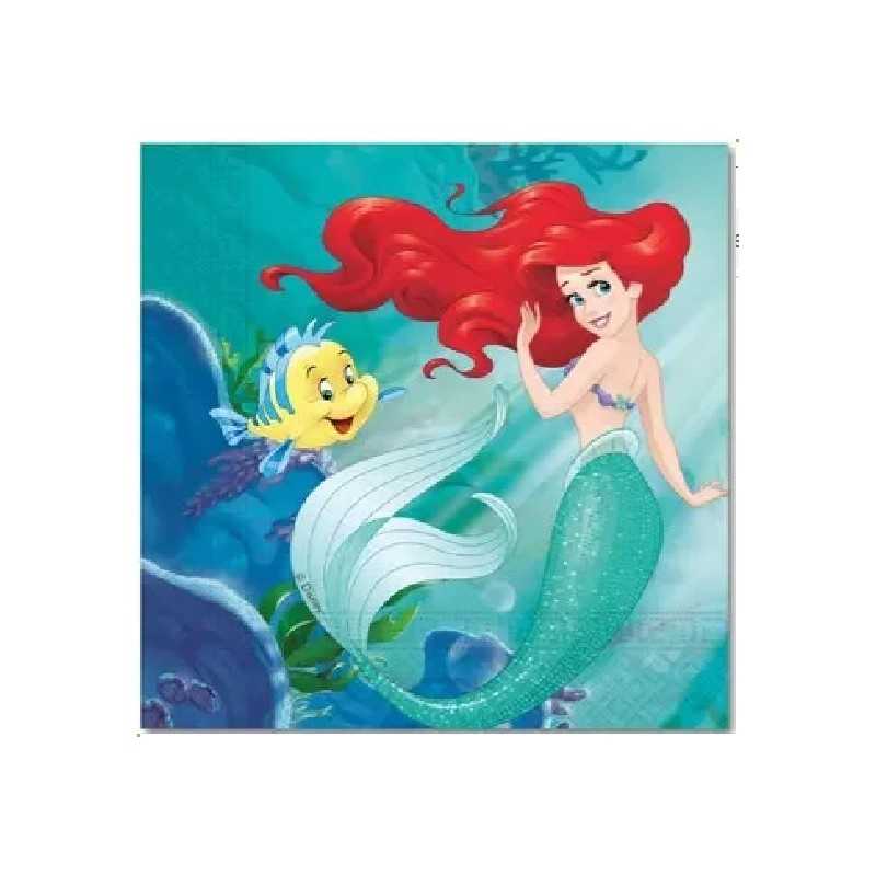 20 SERVIETTES LA PETITE SIRENE 33 X 33 CM