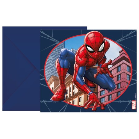 6 INVITATIONS + ENVELOPPES SPIDERMAN