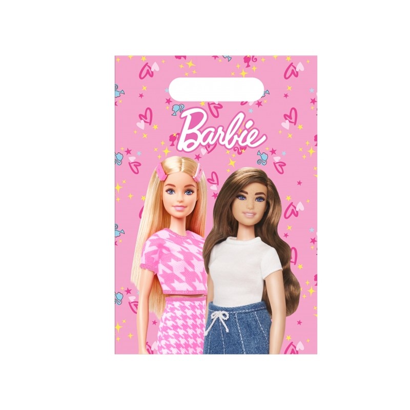 8 SACHETS CADEAUX  BARBIE EN PLASTIQUE