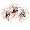 3 BALLONS TRANSPARENTS CONFETTIS ROSE GOLD BONNE ANNEE 30 CM