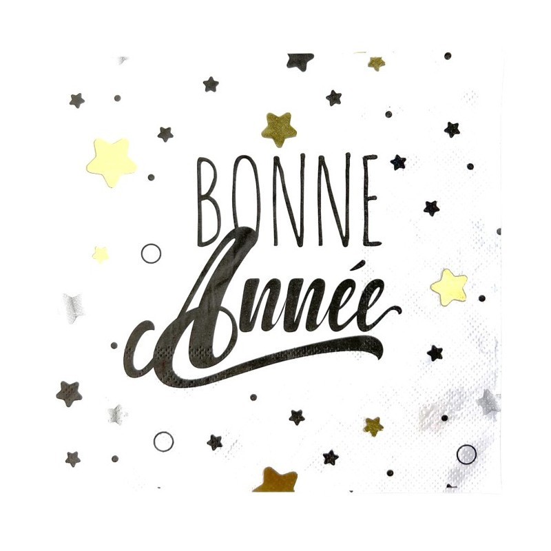 16 SERVIETTES  BONNE ANNEE 33 X 33 CM  16 SERVIETTES  BONNE ANNEE 33 X 33 CM