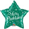 BALLON METALLIQUE ETOILE VERTE MERRY CHRISTMAS 51 CM 