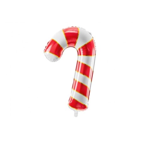 BALLON METALLIQUE CANDY CANNE ROUGE ET BLANC 50 X 82 CM
