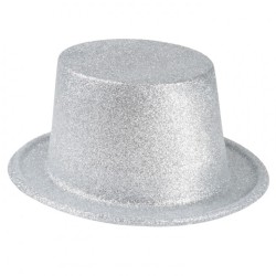 CHAPEAU HAUT DE FORME PAILLETTE ARGENT