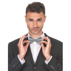 NOEUD PAPILLON PAILLETTES ARGENT DISCO