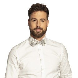 NOEUD PAPILLON PAILLETTES ARGENT DISCO