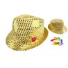 CHAPEAU 6 LEDS SEQUIN OR 