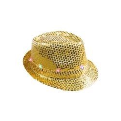 CHAPEAU 6 LEDS SEQUIN OR 