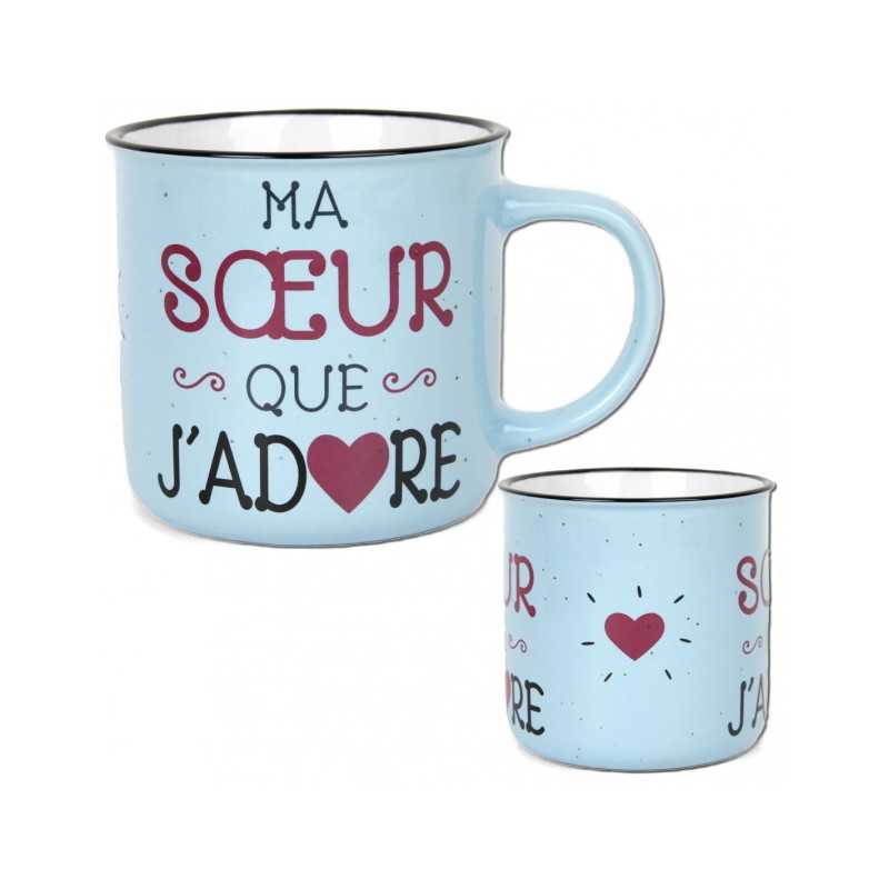 MUG POUR MA SOEUR QUE J'ADORE COULEUR BLEU