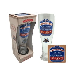 VERRE A BIERE + SOUS VERRE LA MEILLEURE BIERE EST CELLE QU'ON PARTAGE ENTRE AMIS