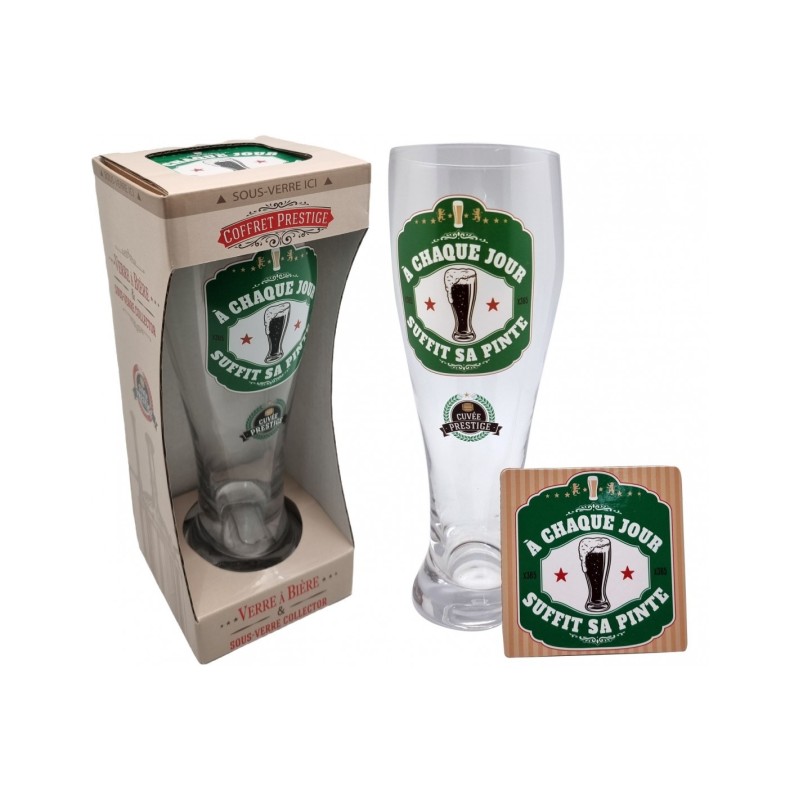 VERRE A BIERE + SOUS VERRE A CHAQUE JOUR SUFFIT SA PINTE