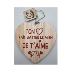 COEUR DECO EN BOIS TON COEUR FAIT BATTRE LE MIEN JE T'AIME