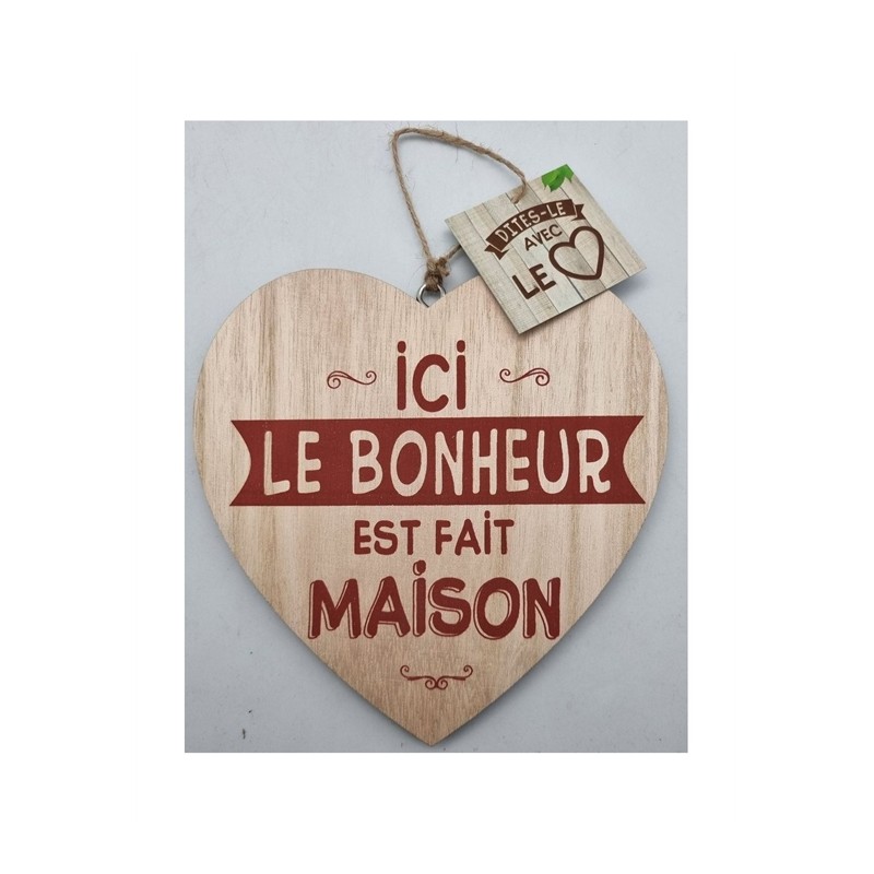 COEUR DECO EN BOIS ICI LE BONHEUR EST FAIT MAISON