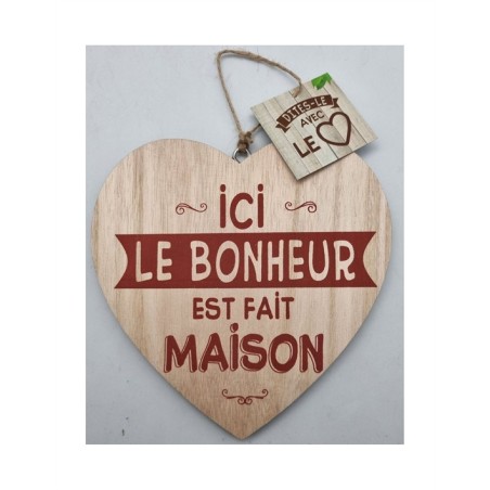 COEUR DECO EN BOIS ICI LE BONHEUR EST FAIT MAISON