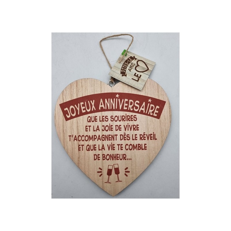 COEUR DECO EN BOIS JOYEUX ANNIVERSAIRE