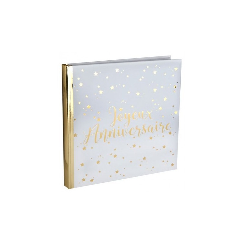 LIVRE D'OR JOYEUX ANNIVERSAIRE BLANC ET OR LIVRE D'OR JOYEUX ANNIVERSAIRE BLANC ET OR