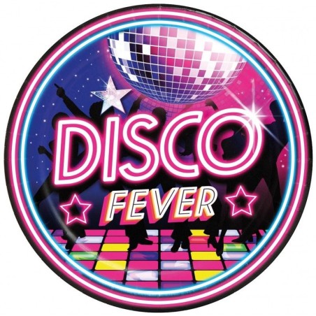 6 ASSIETTES RONDES CARTONS DISCO FEVER 23 CM 