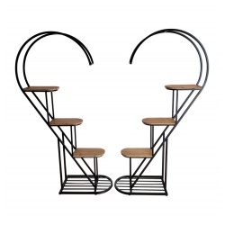 MEUBLE PRESENTATION COEUR 2 ELEMENTS VINTAGE BOIS ET METAL NOIR