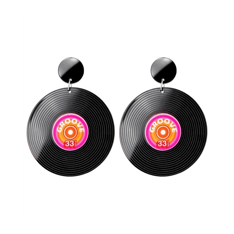 BOUCLE D'OREILLES DISQUE VINYL ANNEES 80  BOUCLE D'OREILLES DISQUE VINYL ANNEES 80
