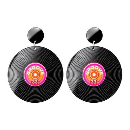 BOUCLE D'OREILLES DISQUE VINYL ANNEES 80 
